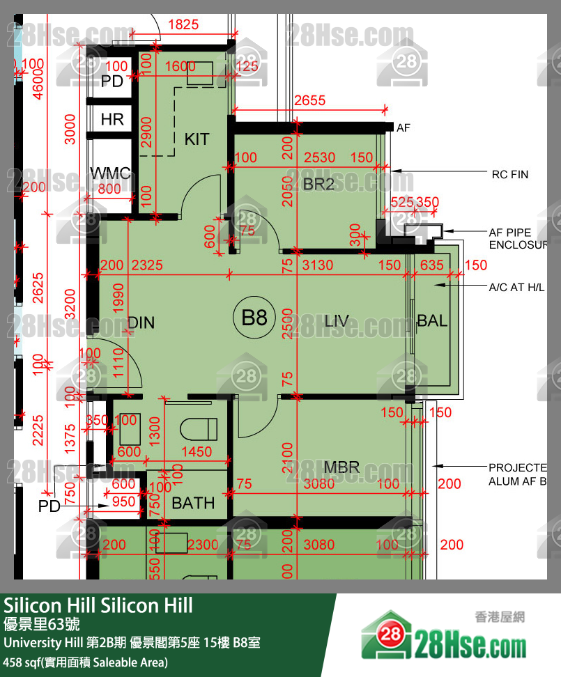 Silicon Hill,  Flat B8, 15/f, Scenic Tower 5, University Hill Phase 2b FloorPlan