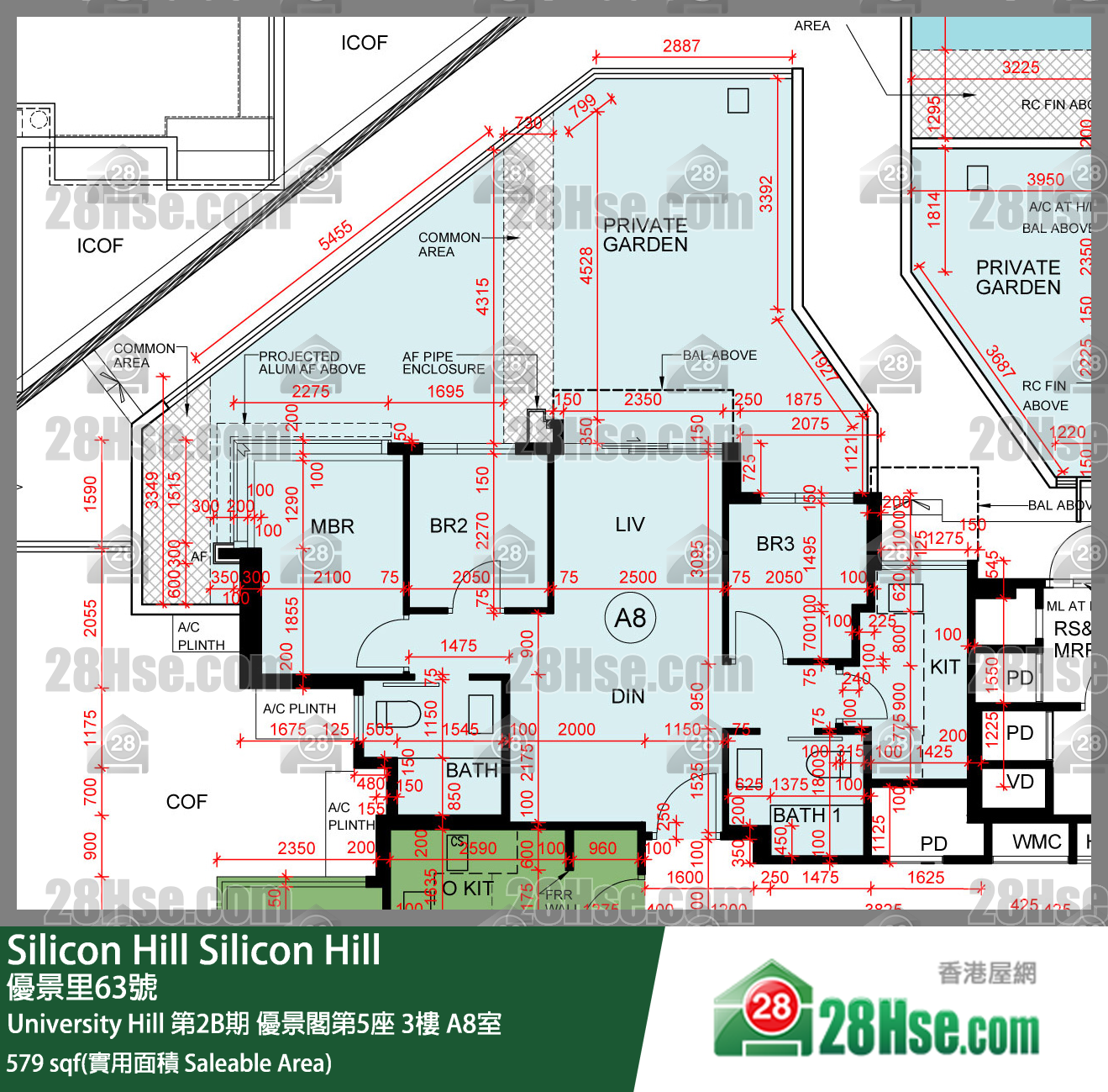 Silicon Hill,  Flat A8, 3/f, Scenic Tower 5, University Hill Phase 2b FloorPlan