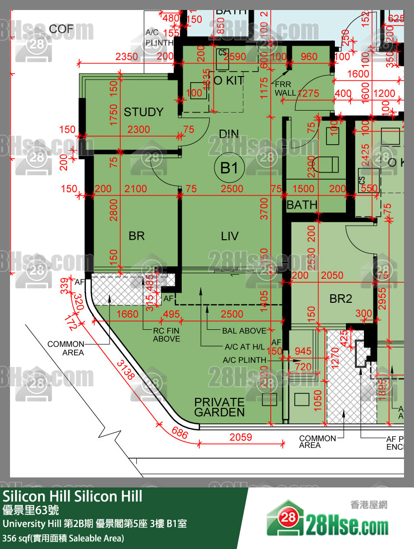 Silicon Hill University Hill 2B期 优景阁第5座 3楼 B1室 平面图