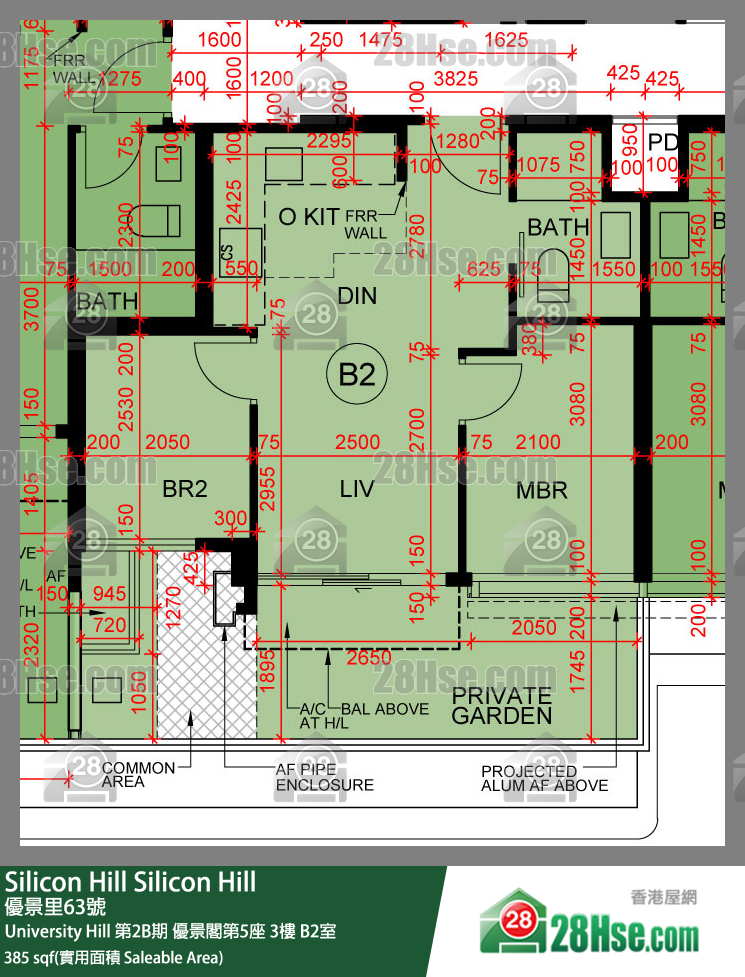 Silicon Hill University Hill 2B期 优景阁第5座 3楼 B2室 平面图