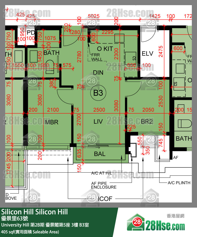 Silicon Hill, Flat B3, 3/F, Scenic Tower 5, Phase 2b FloorPlan