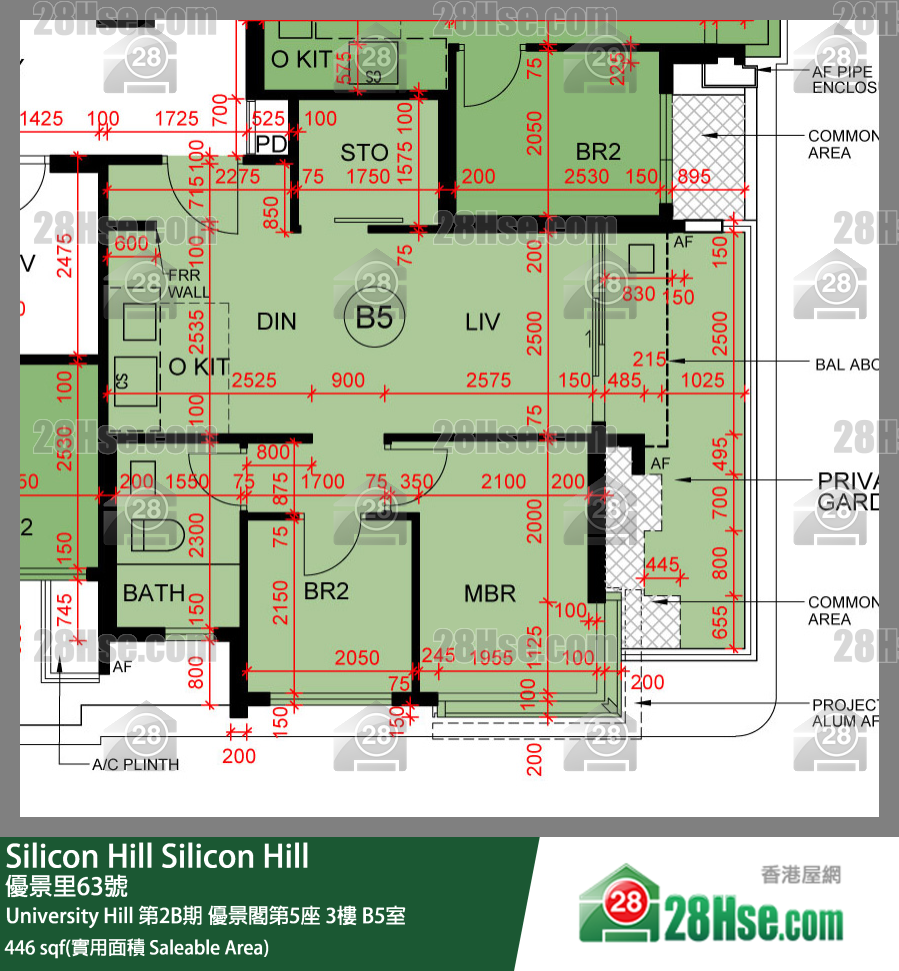 Silicon Hill University Hill 2B期 优景阁第5座 3楼 B5室 平面图