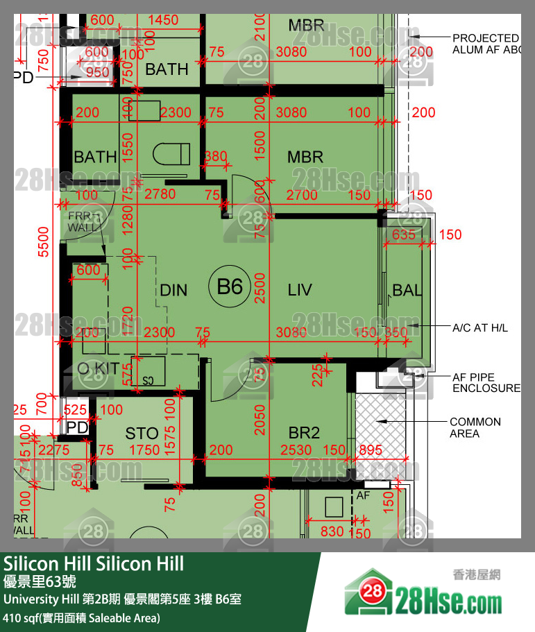 Silicon Hill University Hill 2B期 优景阁第5座 3楼 B6室 平面图