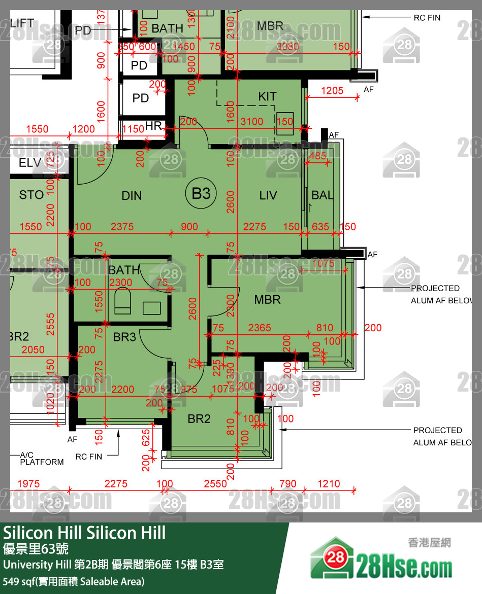 Silicon Hill, Flat B3, 15/F, Scenic Tower 6, Phase 2b FloorPlan