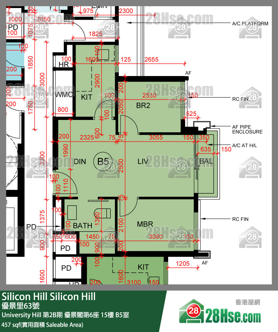Silicon Hill University Hill 2B期優景閣第6座15樓 B5室 平面圖