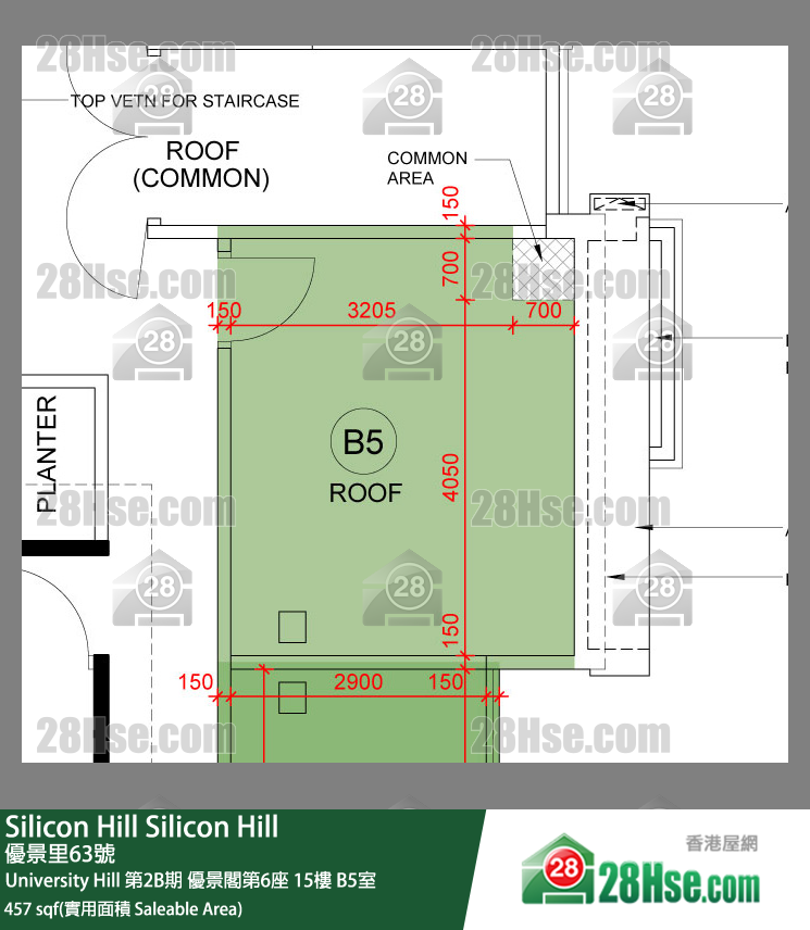 Silicon Hill University Hill 2B期優景閣第6座15樓 B5室 平面圖