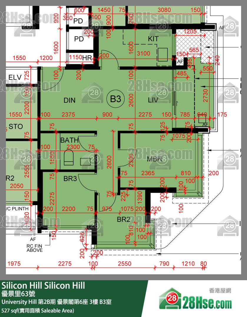 Silicon Hill, Flat B3, 3/F, Scenic Tower 6, Phase 2b FloorPlan