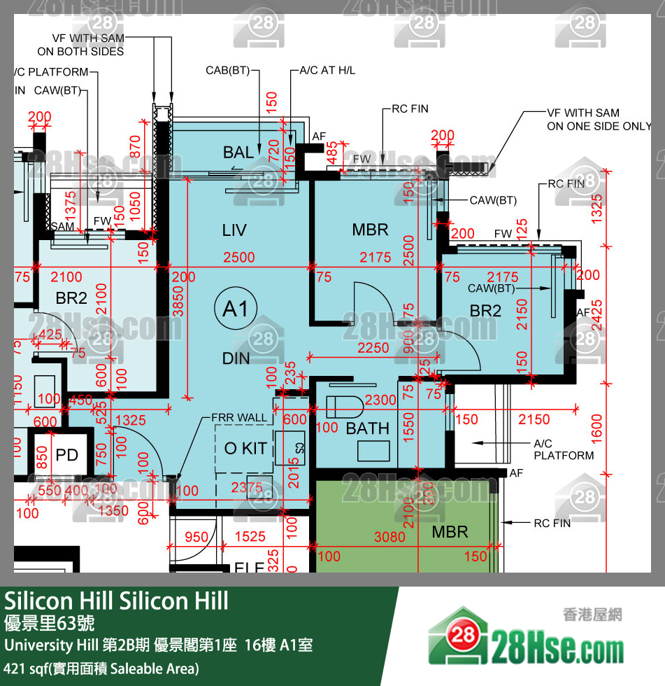 Silicon Hill University Hill 2B期 優景閣第1座  16樓 A1室 平面圖