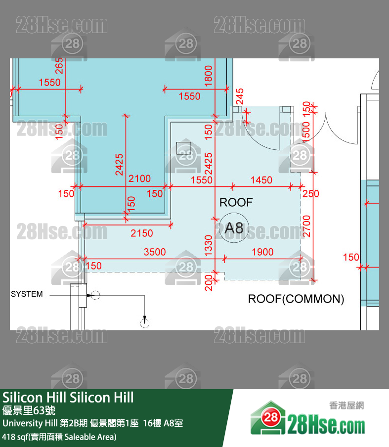 Silicon Hill, Flat A8, 16/F, Scenic Tower 1, Phase 2b FloorPlan
