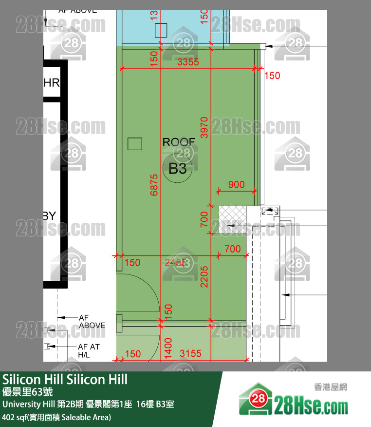 Silicon Hill, Flat B3, 16/F, Scenic Tower 1, Phase 2b FloorPlan