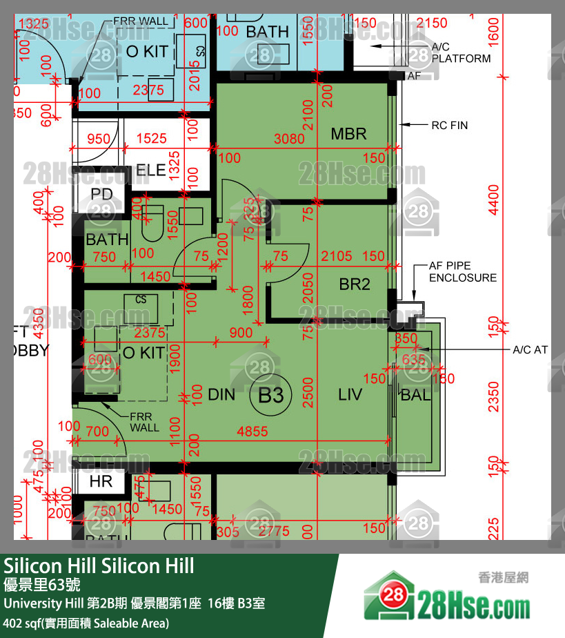 Silicon Hill, Flat B3, 16/F, Scenic Tower 1, Phase 2b FloorPlan