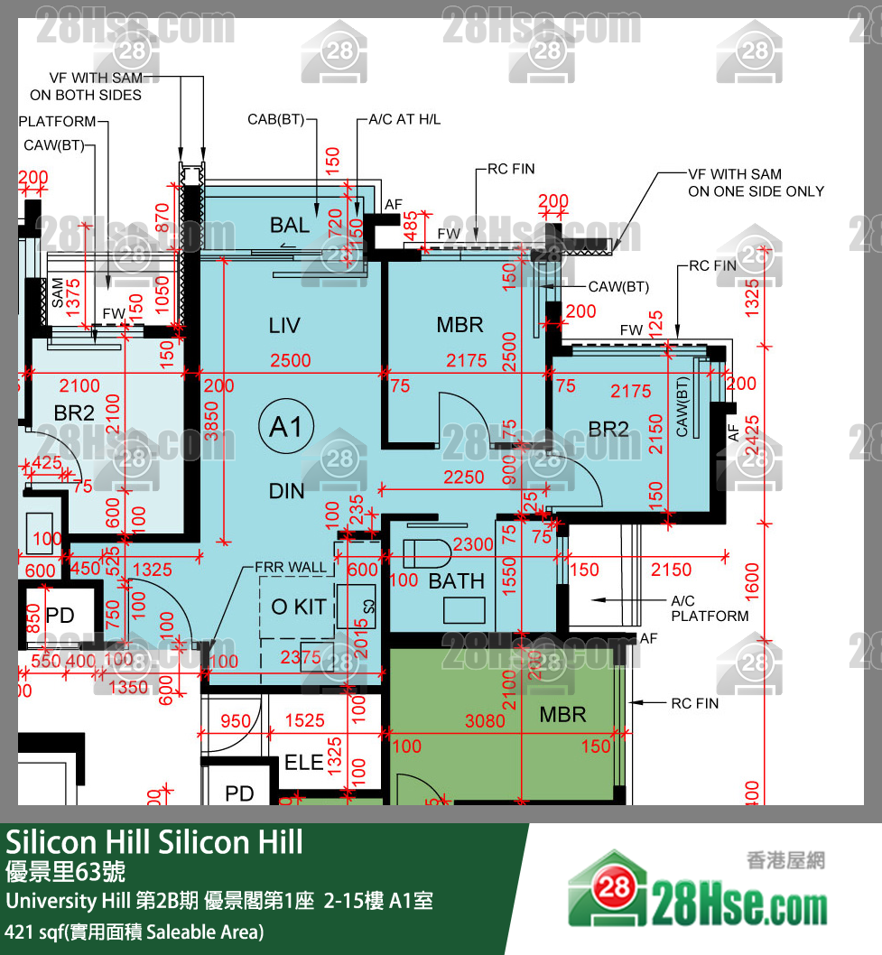 Silicon Hill University Hill 2B期 優景閣第1座  5樓 A1室 平面圖