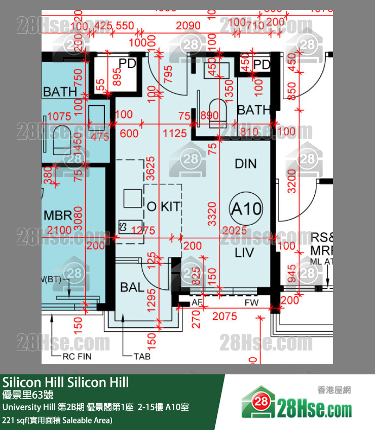 Silicon Hill University Hill 2B期 優景閣第1座  10樓 A10室 平面圖