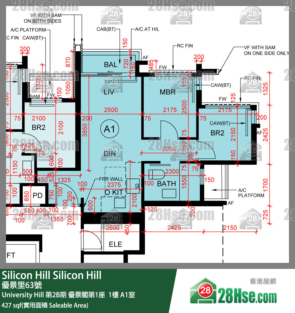 Silicon Hill University Hill 2B期 优景阁第1座  1楼 A1室 平面图
