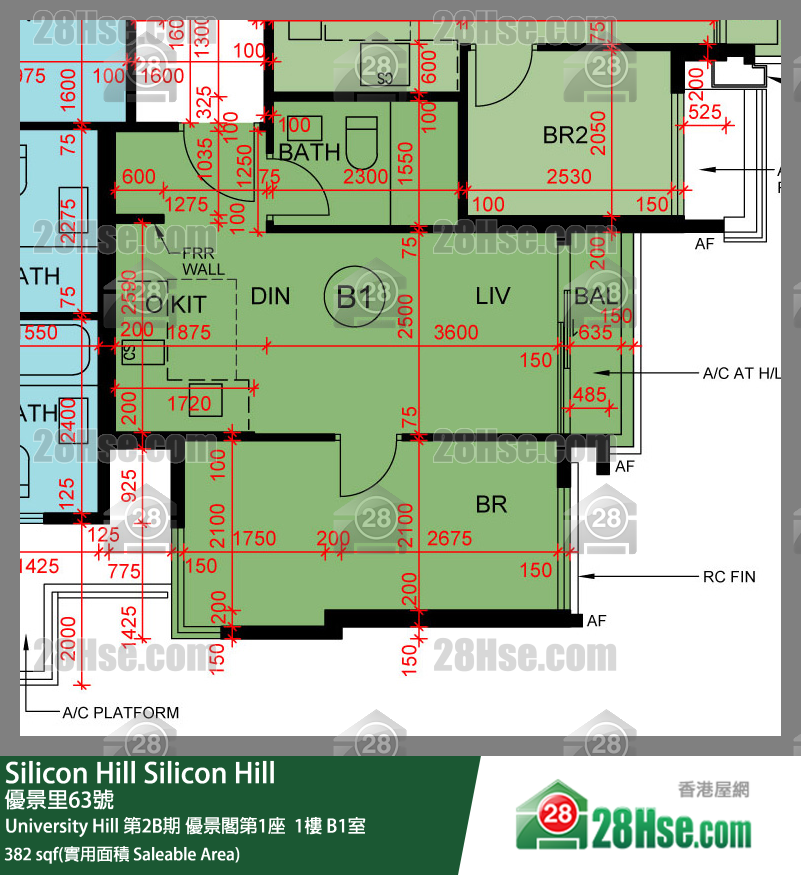 Silicon Hill University Hill 2B期 优景阁第1座  1楼 B1室 平面图