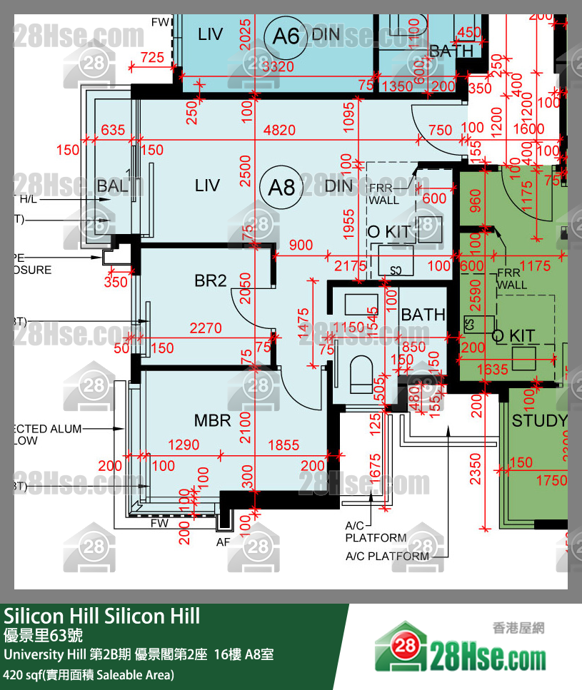 Silicon Hill, Flat A8, 16/F, Scenic Tower 2, Phase 2b FloorPlan