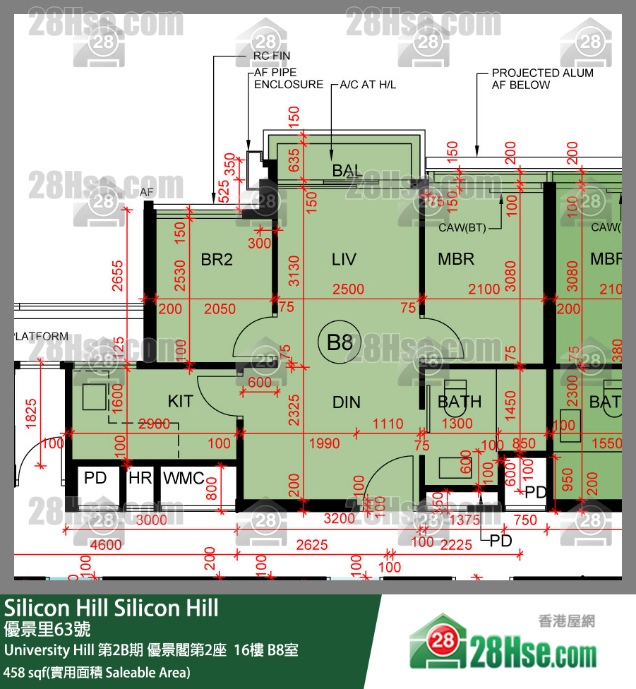 Silicon Hill, Flat B8, 16/F, Scenic Tower 2, Phase 2b FloorPlan