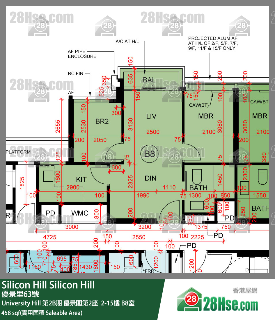 Silicon Hill, Flat B8, 9/F, Scenic Tower 2, Phase 2b FloorPlan