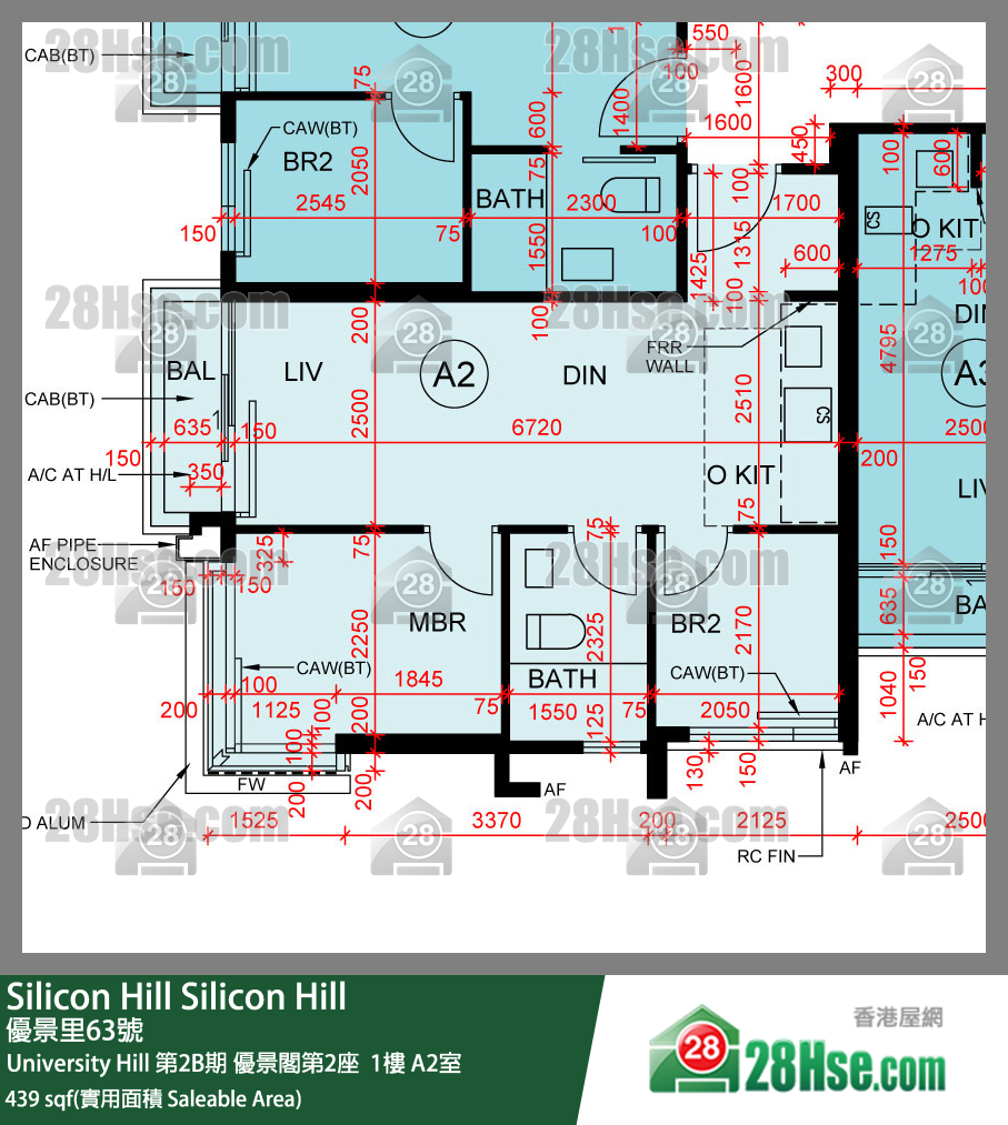 Silicon Hill University Hill 2B期 优景阁第2座  1楼 A2室 平面图