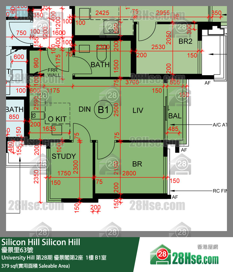 Silicon Hill University Hill 2B期 优景阁第2座  1楼 B1室 平面图