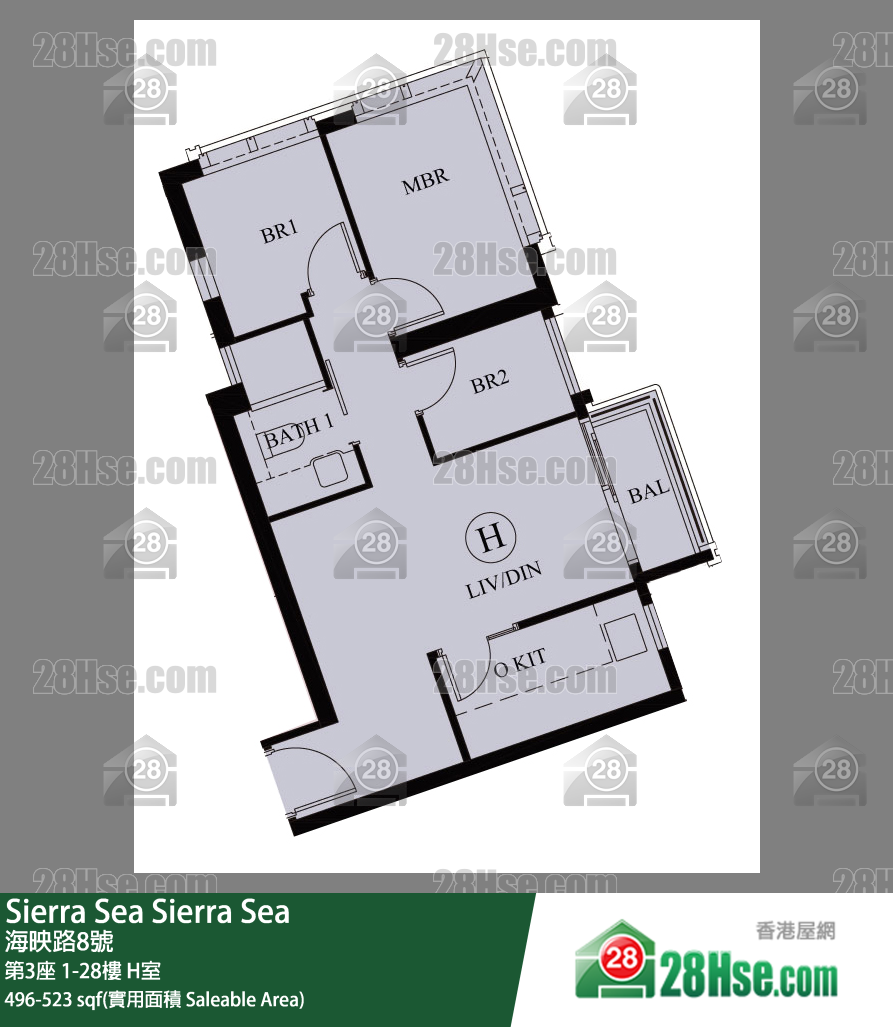 Sierra Sea 1A(2)期 第3座 12楼 H室 平面图