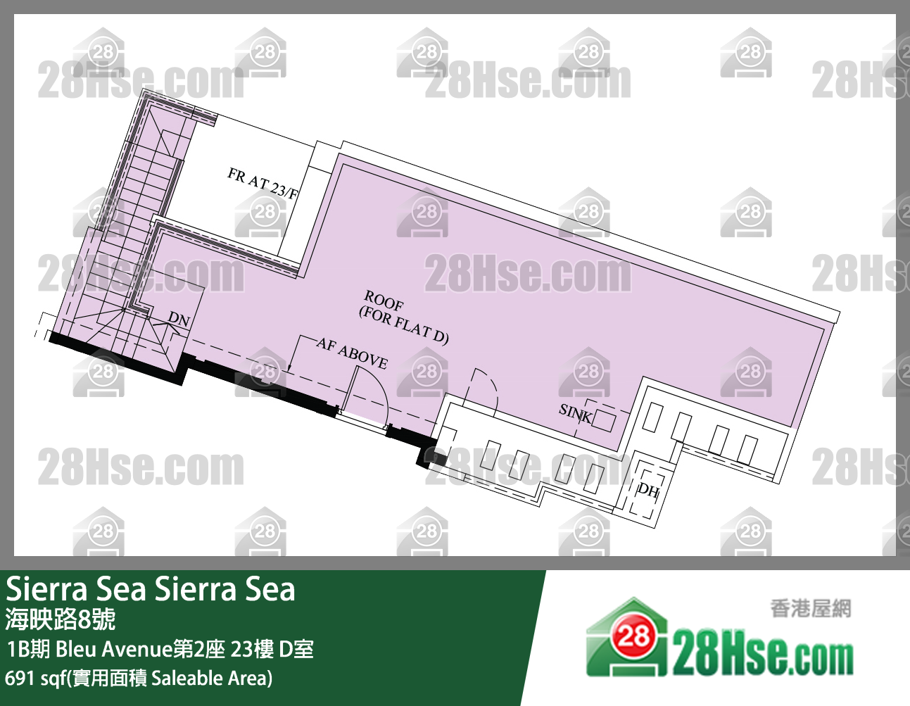 Sierra Sea 1B期 Bleu Avenue第2座 23楼 D室 平面图