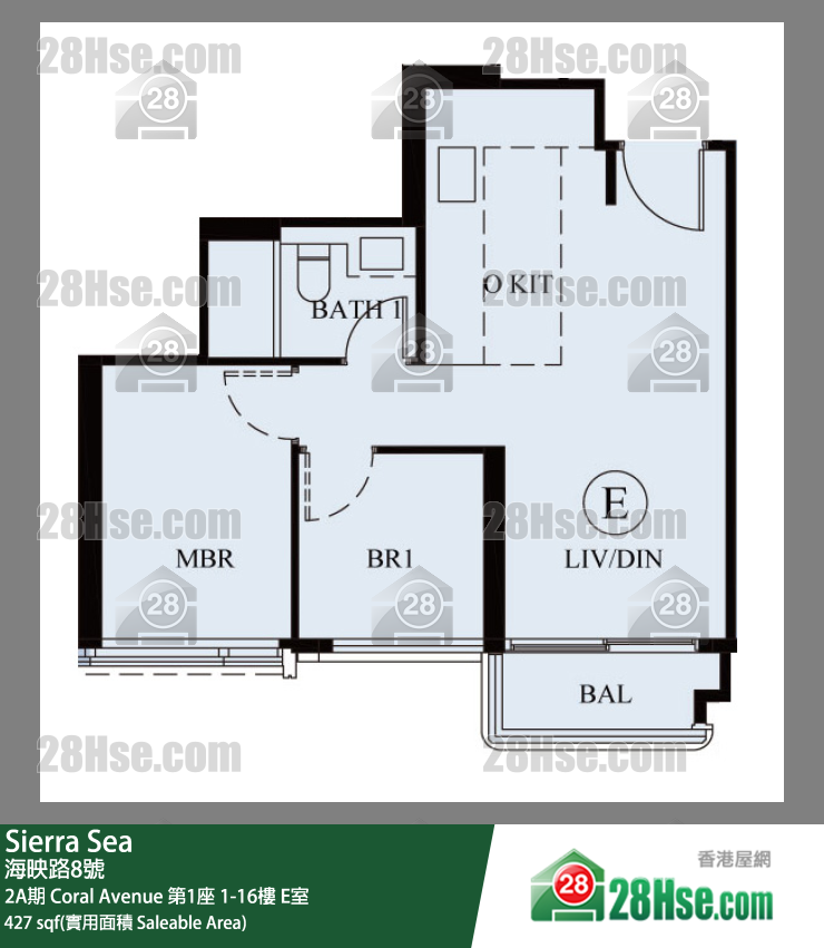 Sierra Sea 2A期 Coral Avenue 第1座 5楼 E室 平面图