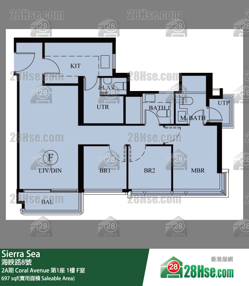 Sierra Sea 2A期 Coral Avenue 第1座 1楼 F室 平面图
