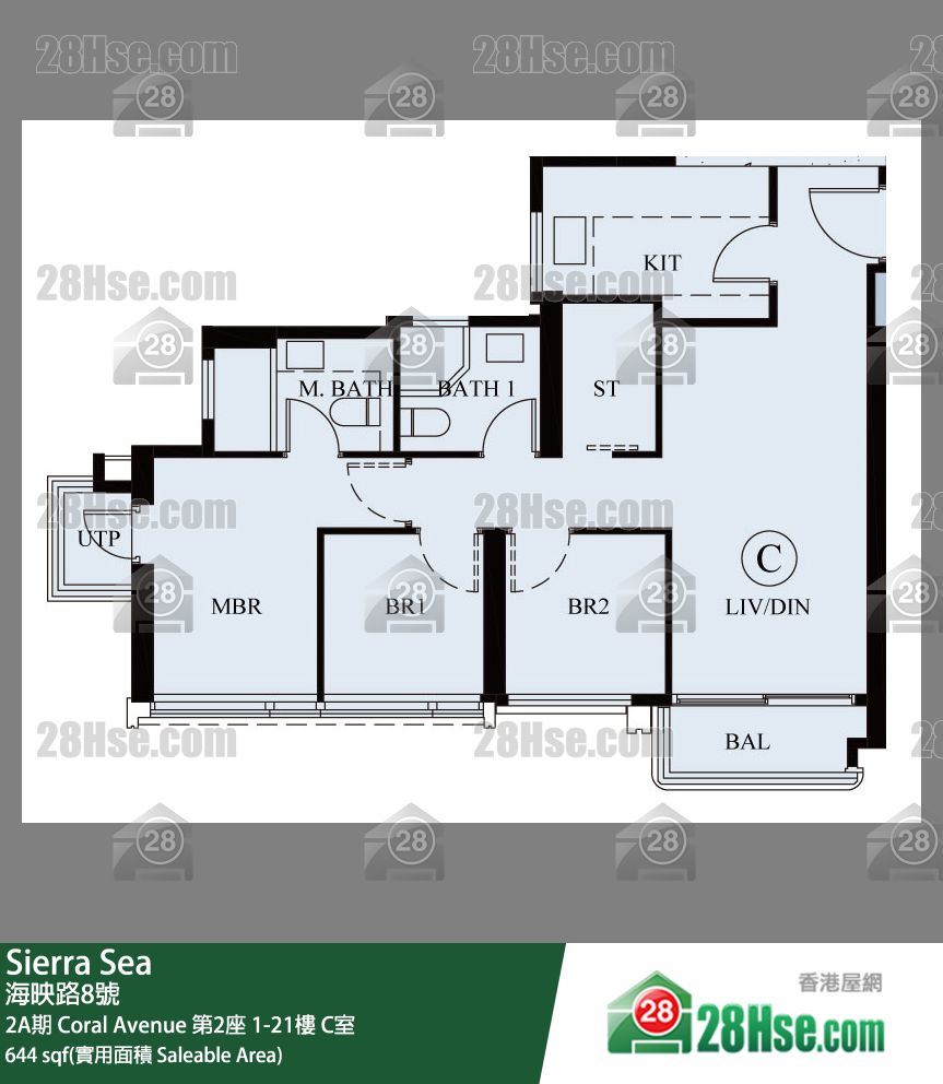 Sierra Sea 2A期 Coral Avenue 第2座 6樓 C室 平面圖