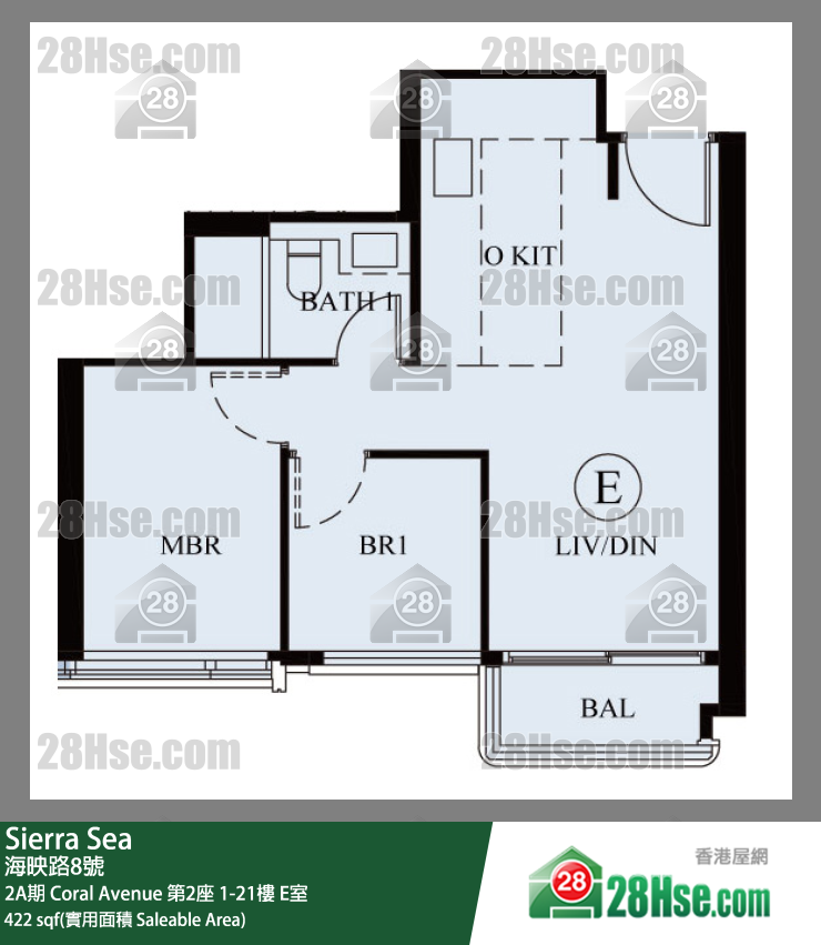 Sierra Sea 2A期 Coral Avenue 第2座 16樓 E室 平面圖