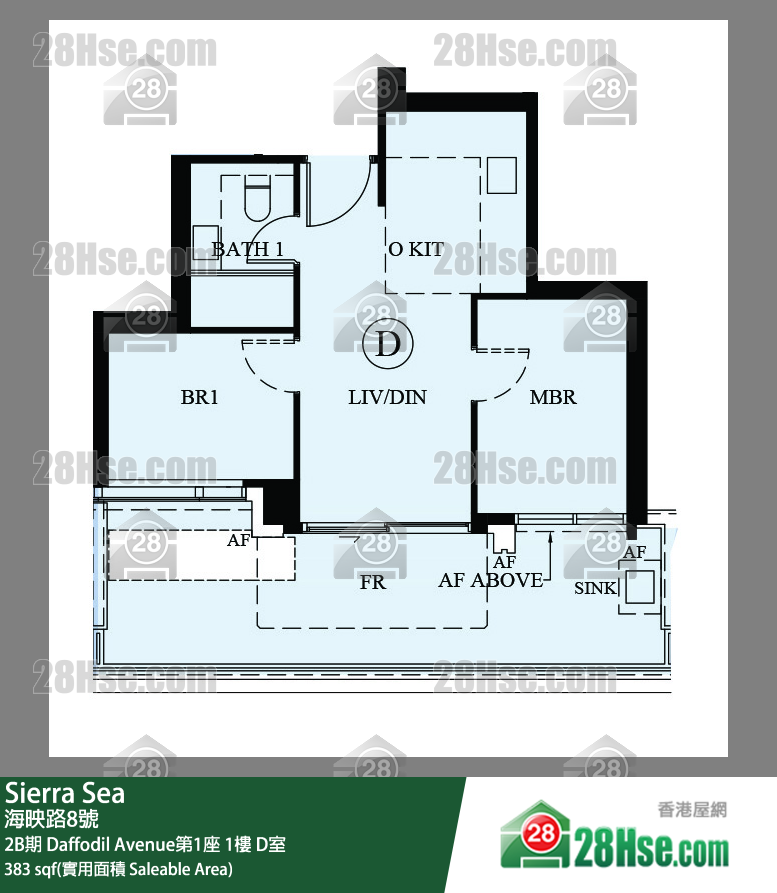 Sierra Sea 2B期 Daffodil Avenue第1座 1楼 D室 平面图