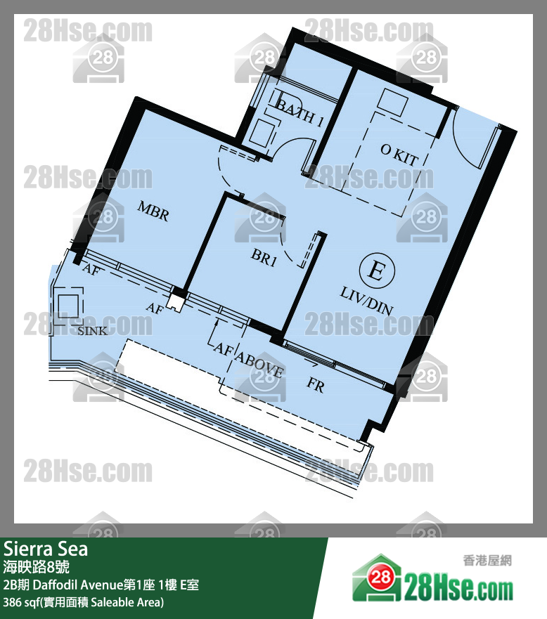 Sierra Sea 2B期Daffodil Avenue第1座1楼 E室 平面图