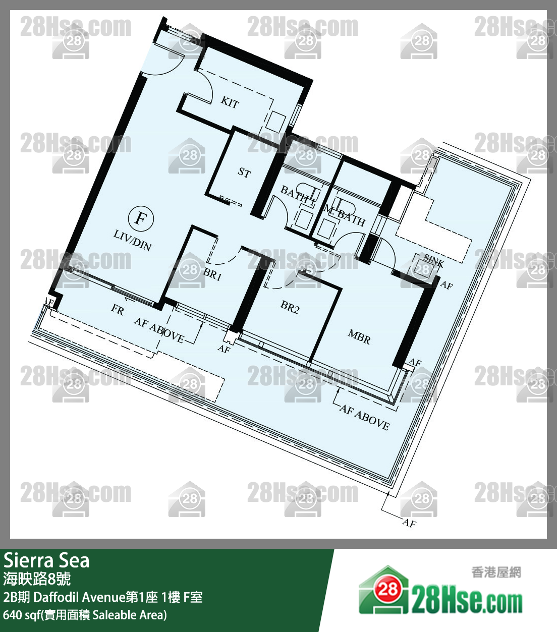 Sierra Sea 2B期 Daffodil Avenue第1座 1楼 F室 平面图
