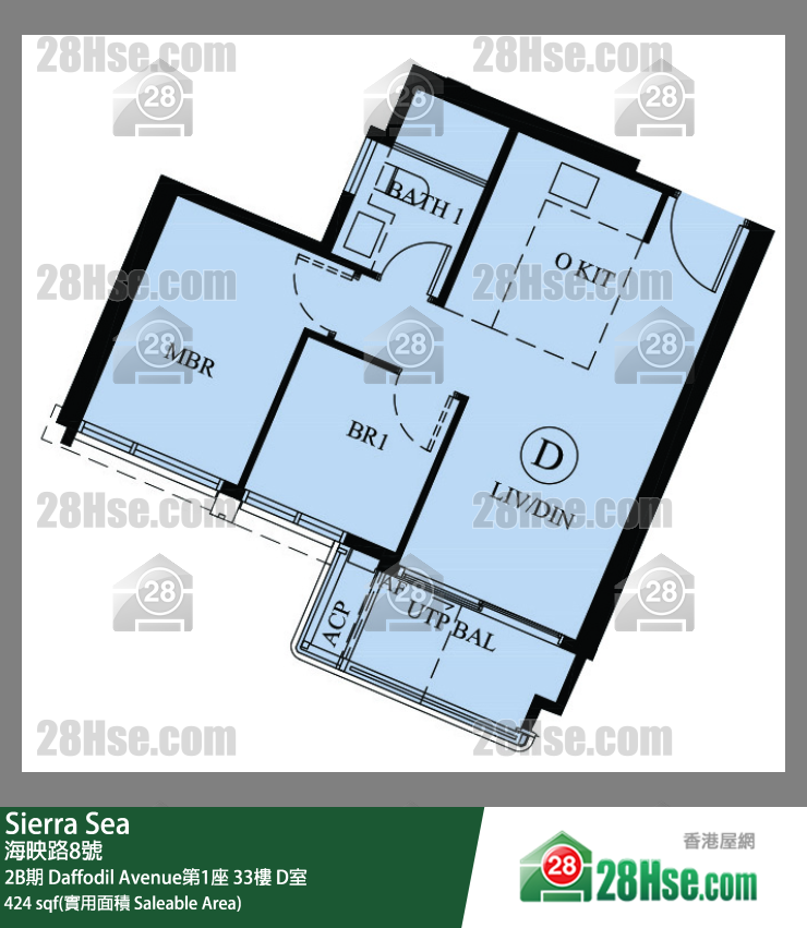 Sierra Sea 2B期 Daffodil Avenue第1座 33楼 D室 平面图