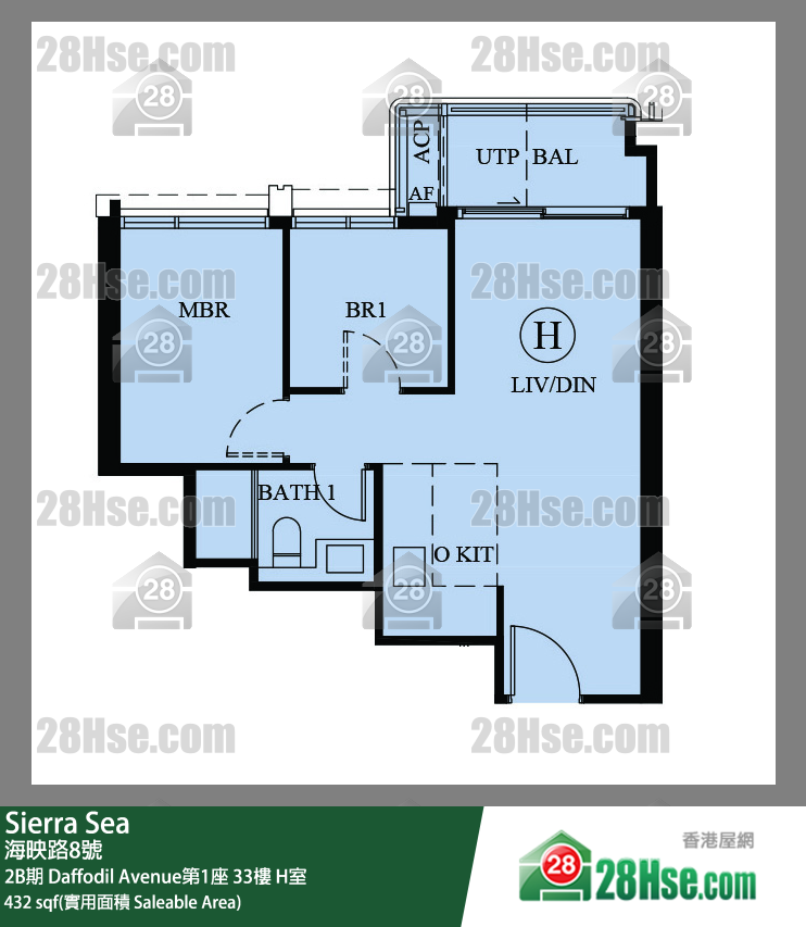 Sierra Sea 2B期 Daffodil Avenue第1座 33楼 H室 平面图