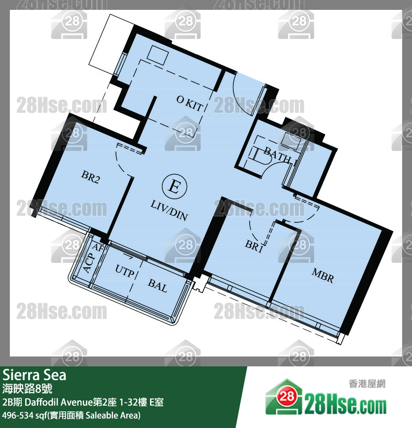 Sierra Sea 2B期 Daffodil Avenue第2座 2樓 E室 平面圖