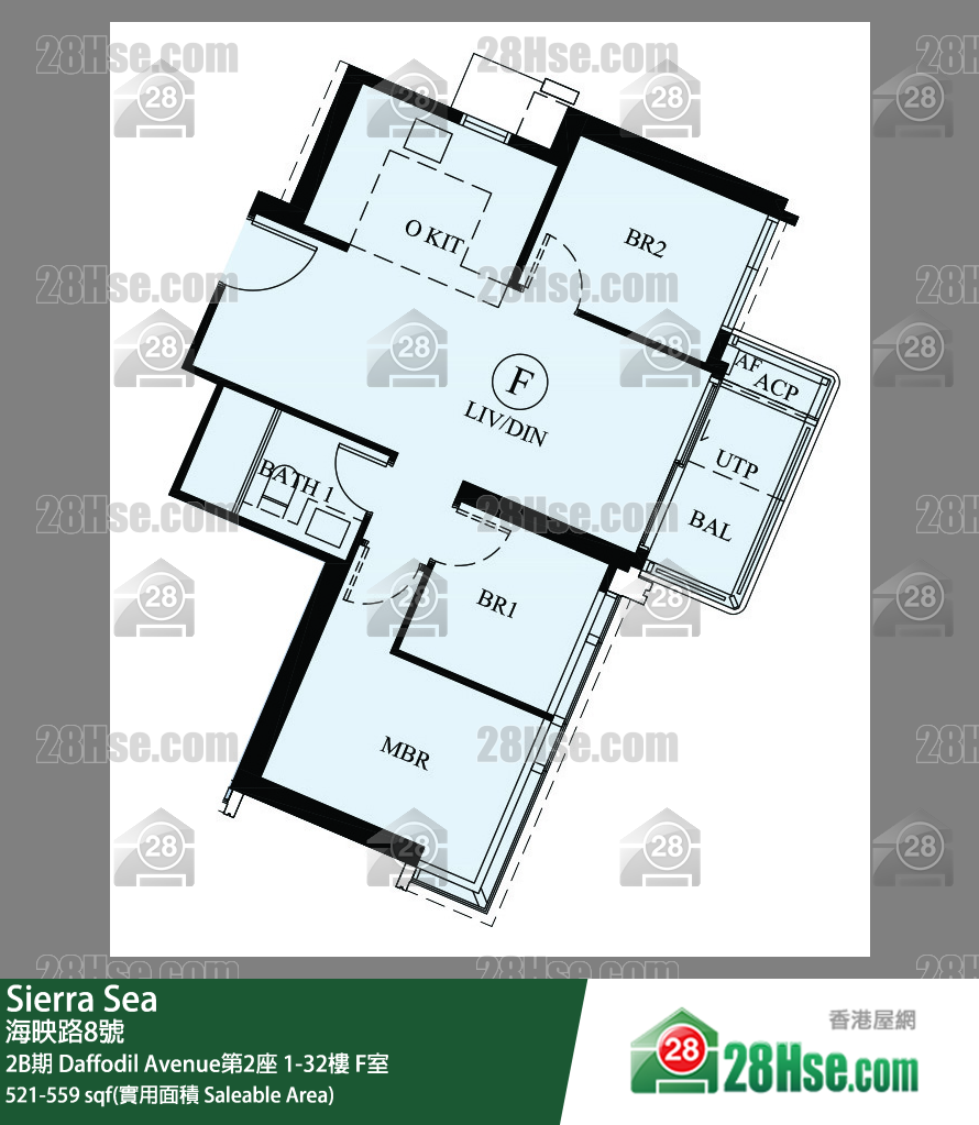 Sierra Sea 2B期 Daffodil Avenue第2座 1樓 F室 平面圖