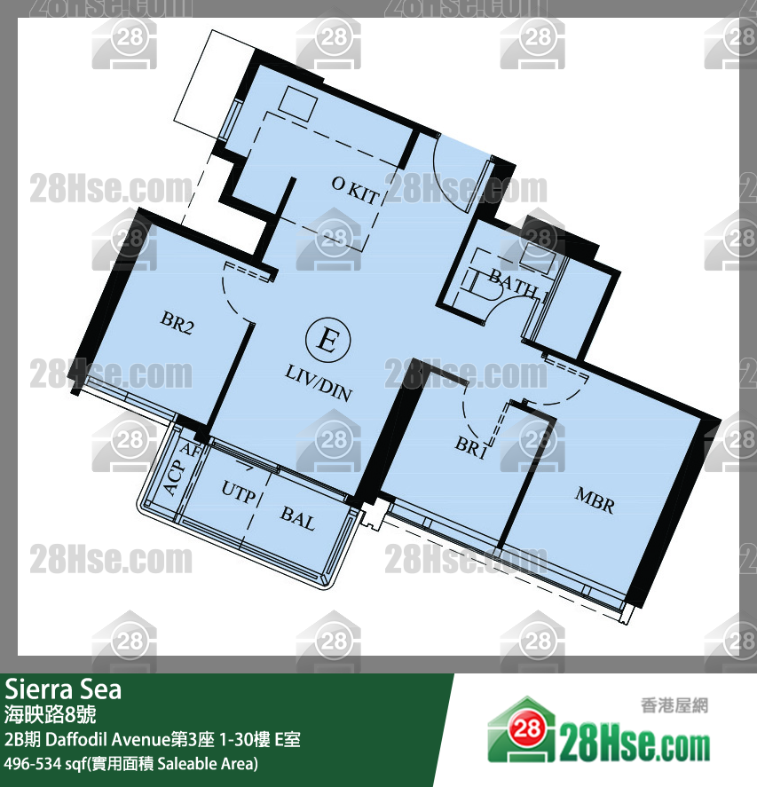 Sierra Sea 2B期 Daffodil Avenue第3座 8樓 E室 平面圖