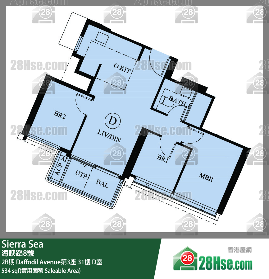 Sierra Sea 2B期 Daffodil Avenue第3座 31樓 D室 平面圖