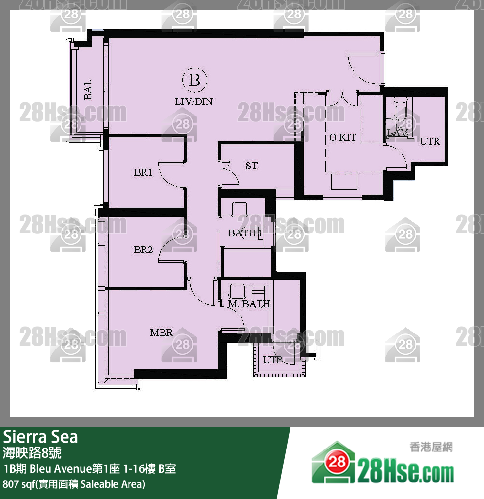 Sierra Sea 1B期 Bleu Avenue第1座 6楼 B室 平面图