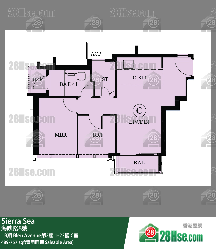 Sierra Sea 1B期 Bleu Avenue第2座 15楼 C室 平面图
