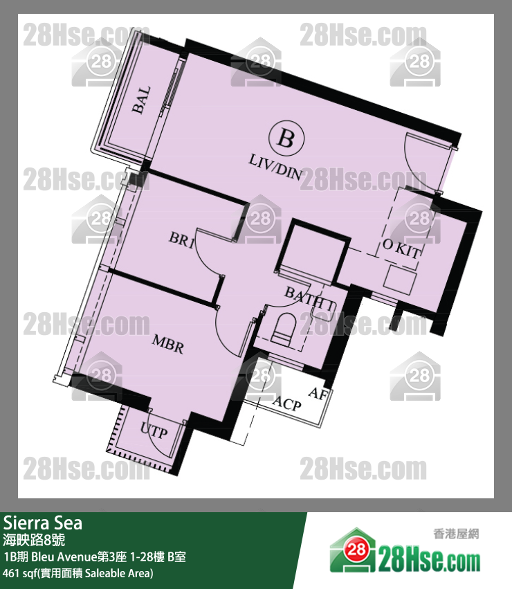 Sierra Sea 1B期 Bleu Avenue第3座 1樓 B室 平面圖
