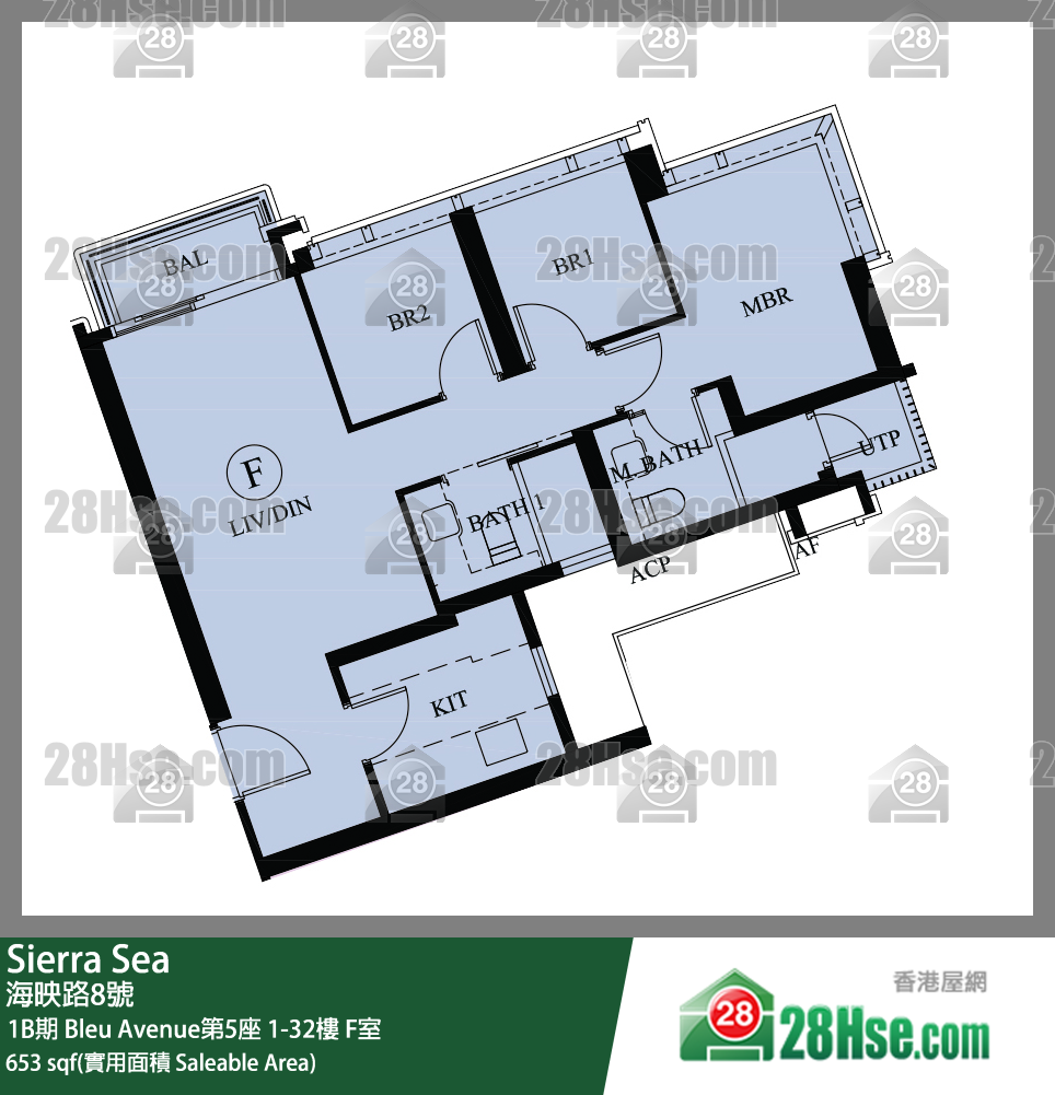 Sierra Sea 1B期 Bleu Avenue第5座 1楼 F室 平面图
