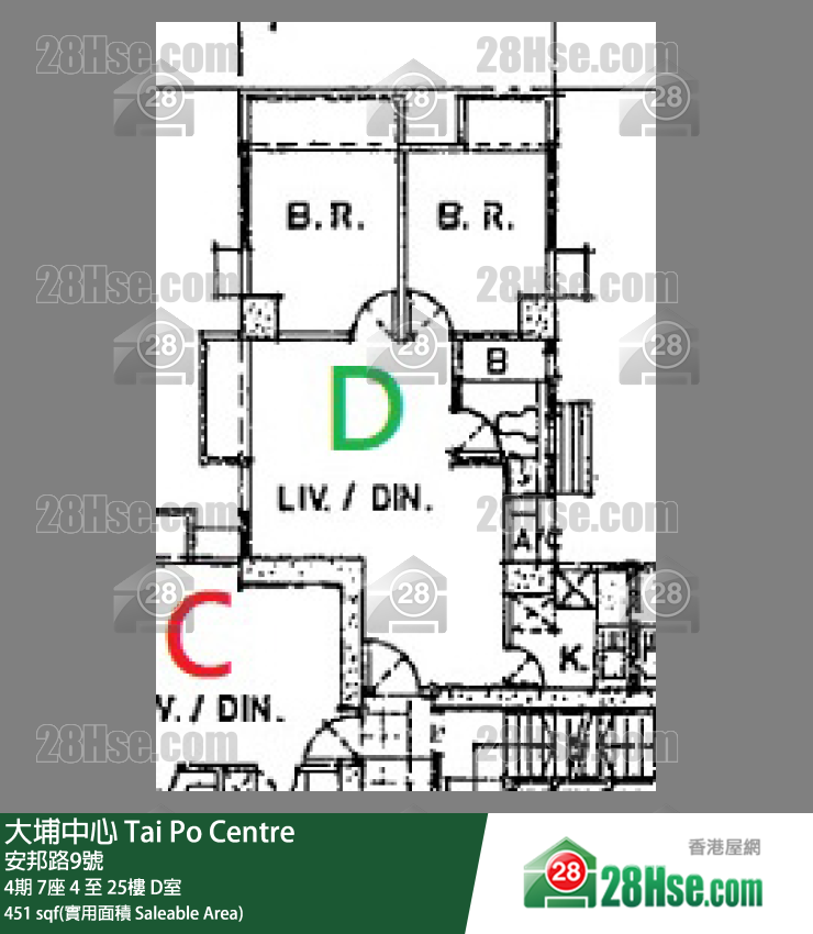 大埔中心 4期7座11樓 D室 平面圖