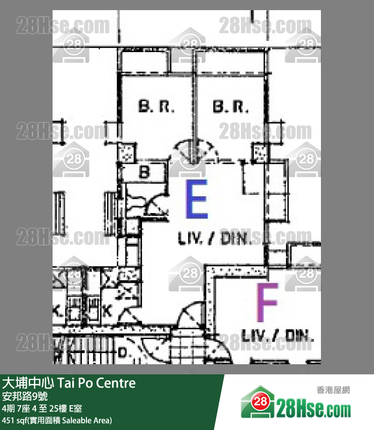 大埔中心 4期7座14樓 E室 平面圖