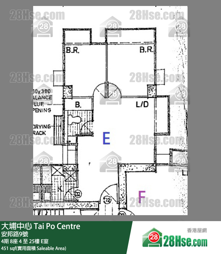 大埔中心 4期 8座 7樓 E室 平面圖