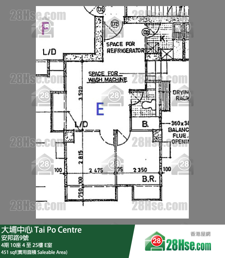 大埔中心 4期10座21樓 E室 平面圖