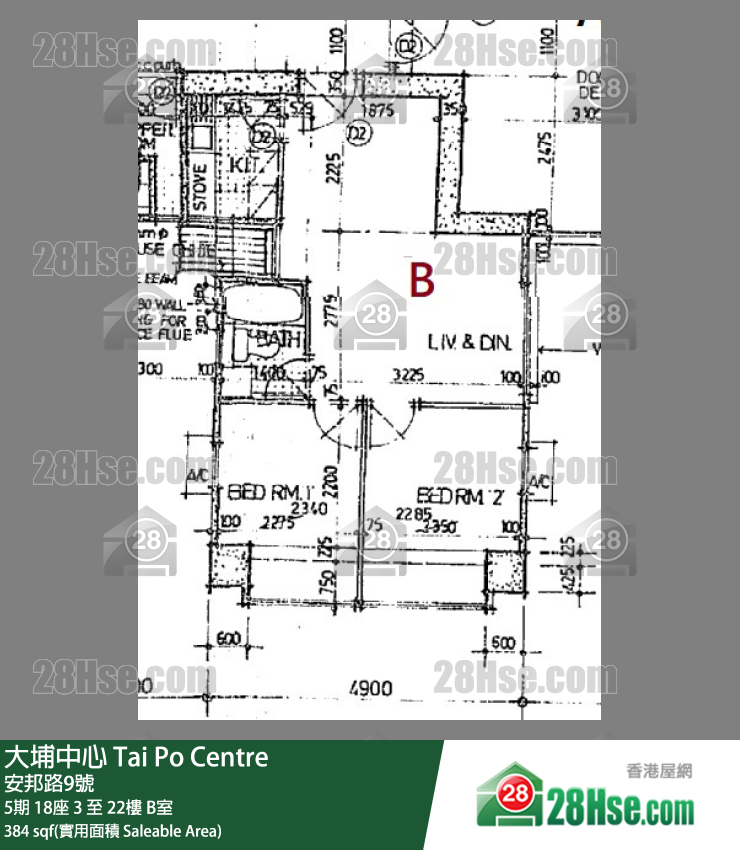 大埔中心 5期 18座 6樓 B室 平面圖