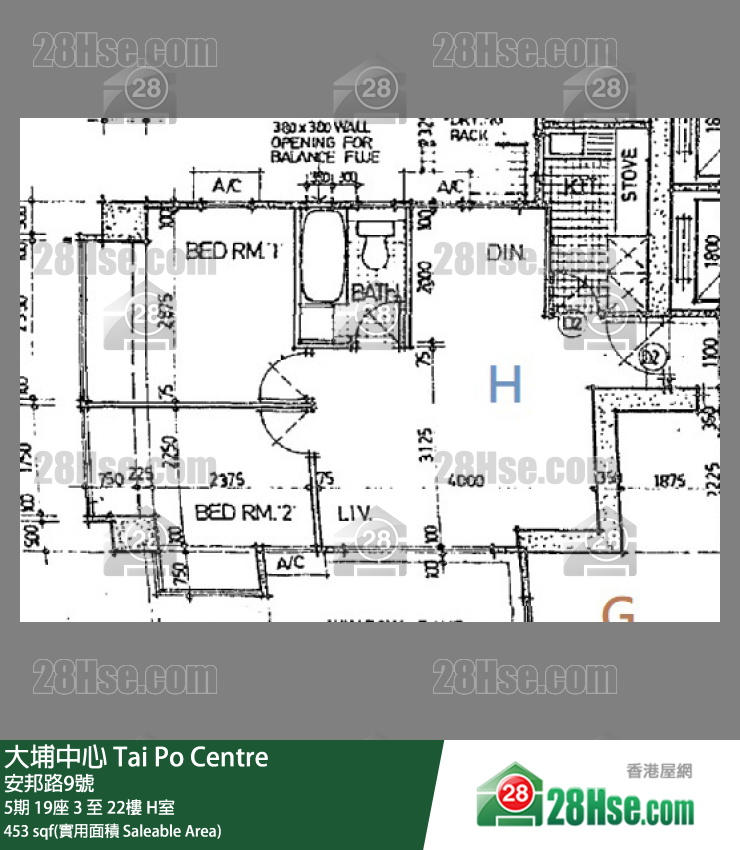 大埔中心 5期 19座 11樓 H室 平面圖
