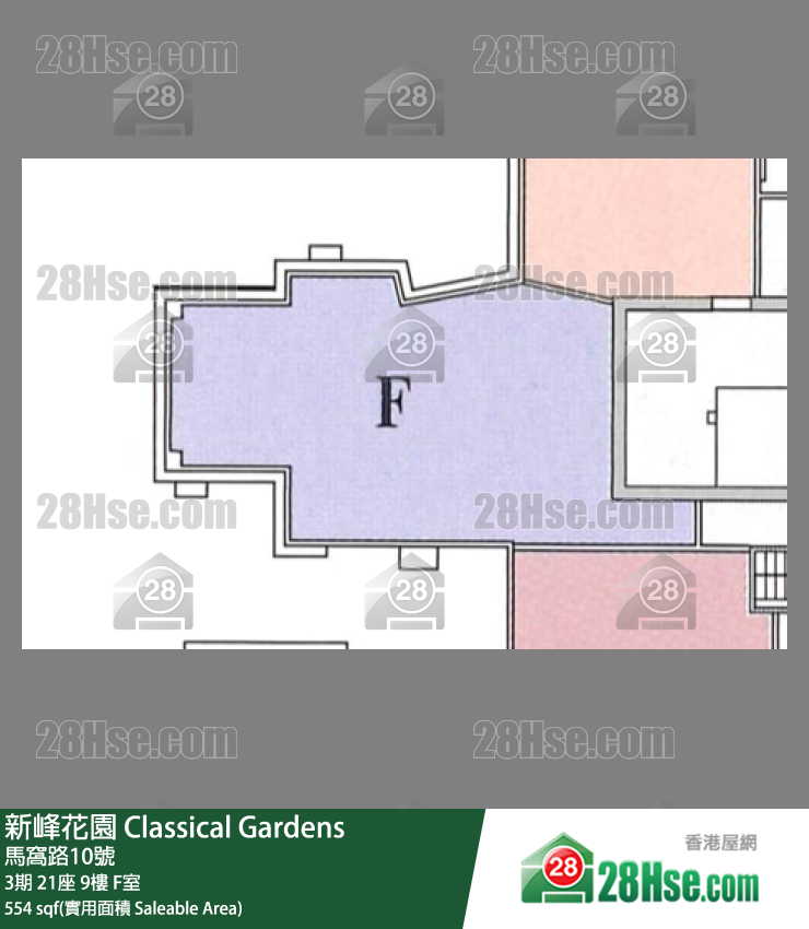 新峰花園 3期 21座 9樓 F室 平面圖